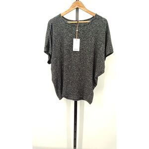 Quince Womens Brushed Short Sleeve Lounge Tee Charcoal Sleeved Top S